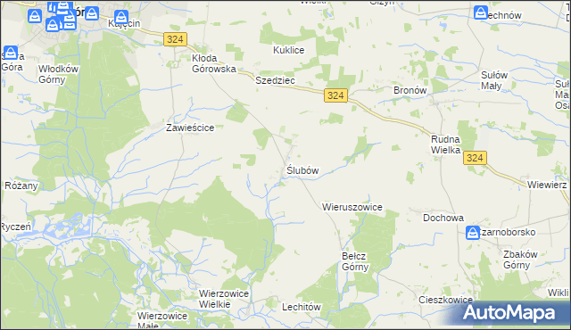 mapa Ślubów gmina Góra, Ślubów gmina Góra na mapie Targeo