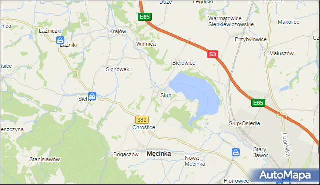 mapa Słup gmina Męcinka, Słup gmina Męcinka na mapie Targeo