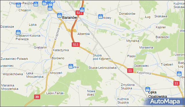 mapa Słupia pod Kępnem, Słupia pod Kępnem na mapie Targeo