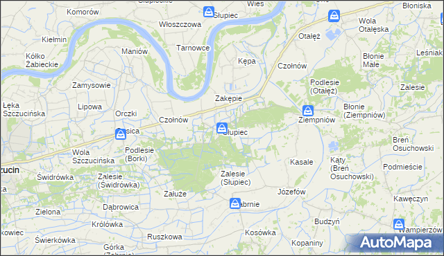 mapa Słupiec gmina Szczucin, Słupiec gmina Szczucin na mapie Targeo