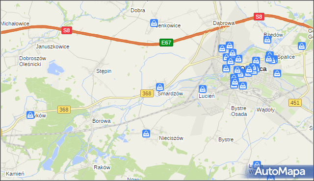 mapa Smardzów gmina Oleśnica, Smardzów gmina Oleśnica na mapie Targeo