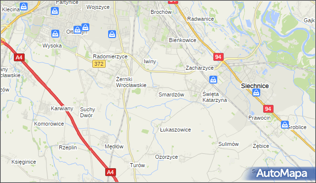 mapa Smardzów gmina Siechnice, Smardzów gmina Siechnice na mapie Targeo