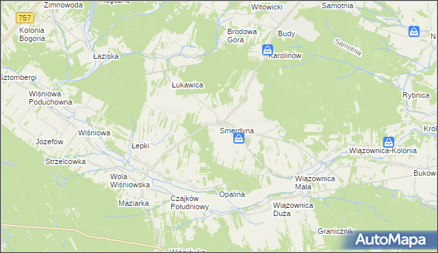 mapa Smerdyna, Smerdyna na mapie Targeo