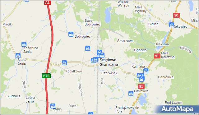 mapa Smętowo Graniczne, Smętowo Graniczne na mapie Targeo