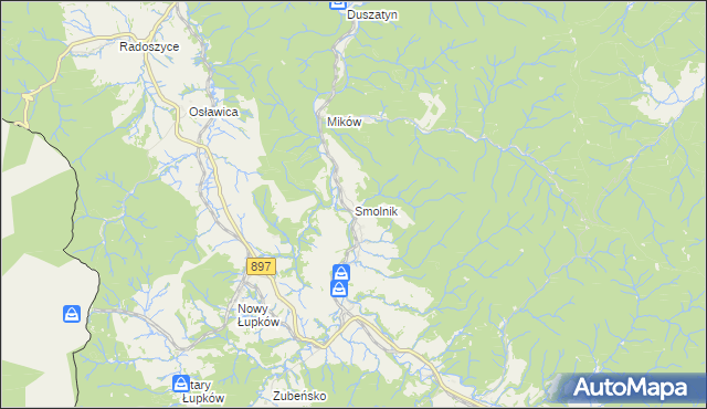 mapa Smolnik gmina Komańcza, Smolnik gmina Komańcza na mapie Targeo