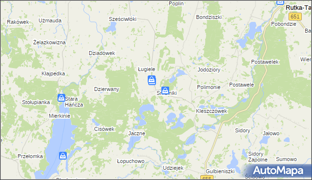 mapa Smolniki gmina Rutka-Tartak, Smolniki gmina Rutka-Tartak na mapie Targeo