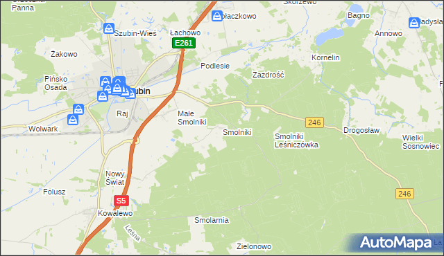 mapa Smolniki gmina Szubin, Smolniki gmina Szubin na mapie Targeo