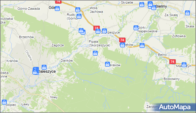 mapa Smyków gmina Daleszyce, Smyków gmina Daleszyce na mapie Targeo