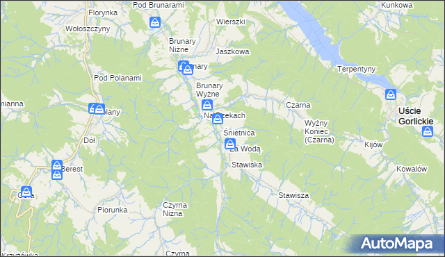 mapa Śnietnica, Śnietnica na mapie Targeo