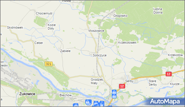 mapa Sobczyce, Sobczyce na mapie Targeo
