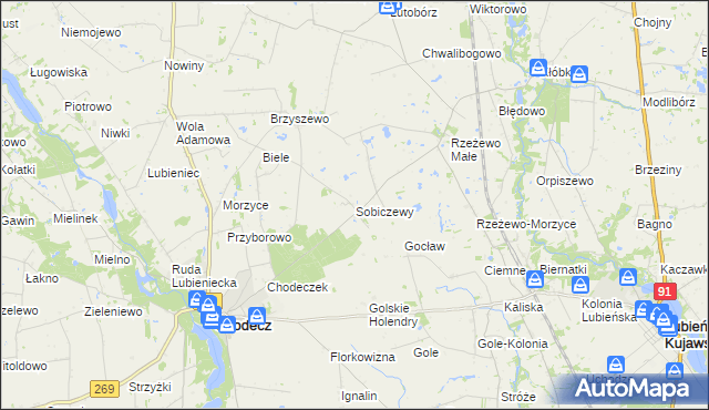 mapa Sobiczewy, Sobiczewy na mapie Targeo