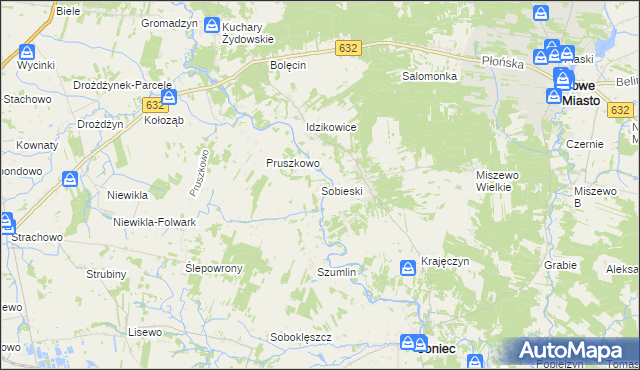 mapa Sobieski gmina Joniec, Sobieski gmina Joniec na mapie Targeo