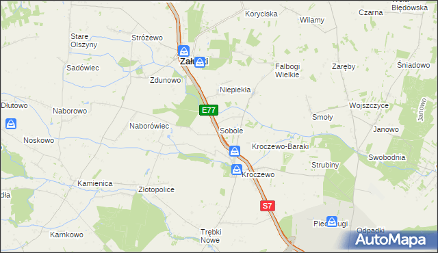 mapa Sobole gmina Załuski, Sobole gmina Załuski na mapie Targeo