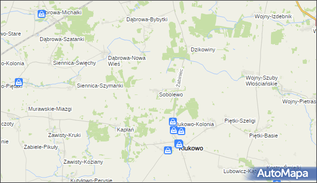 mapa Sobolewo gmina Klukowo, Sobolewo gmina Klukowo na mapie Targeo