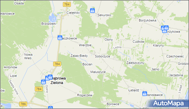 mapa Soborzyce, Soborzyce na mapie Targeo