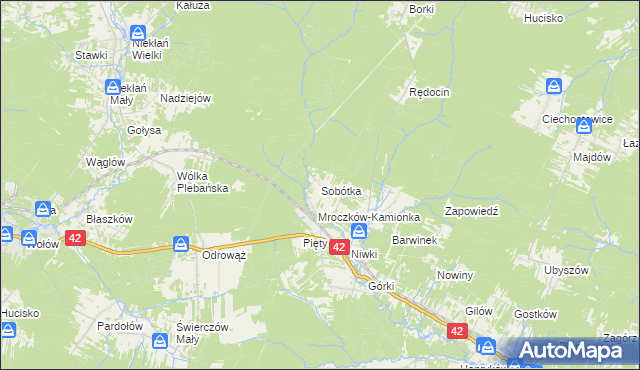 mapa Sobótka gmina Bliżyn, Sobótka gmina Bliżyn na mapie Targeo