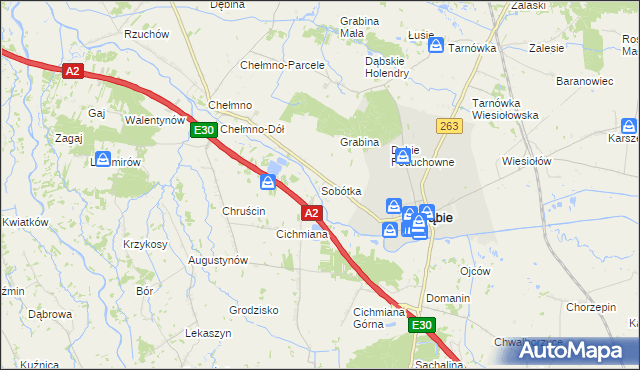 mapa Sobótka gmina Dąbie, Sobótka gmina Dąbie na mapie Targeo