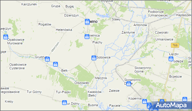 mapa Sobowice gmina Imielno, Sobowice gmina Imielno na mapie Targeo