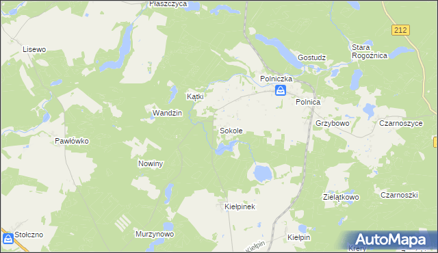 mapa Sokole gmina Człuchów, Sokole gmina Człuchów na mapie Targeo