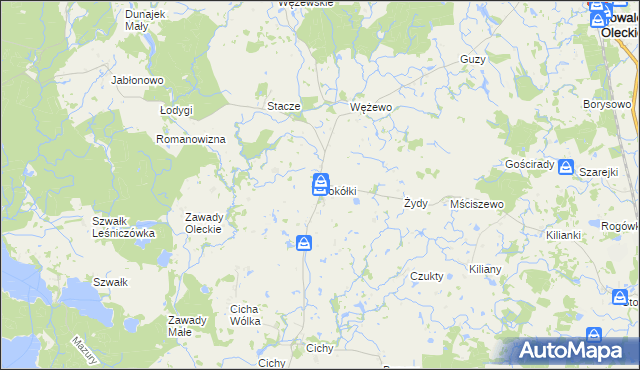 mapa Sokółki gmina Kowale Oleckie, Sokółki gmina Kowale Oleckie na mapie Targeo