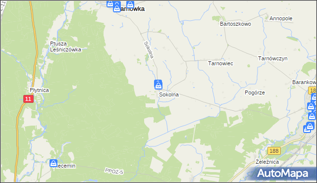 mapa Sokolna, Sokolna na mapie Targeo