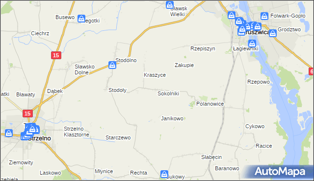 mapa Sokolniki gmina Kruszwica, Sokolniki gmina Kruszwica na mapie Targeo