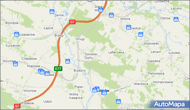 mapa Sokołów Górny, Sokołów Górny na mapie Targeo