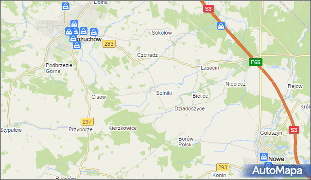 mapa Solniki gmina Kożuchów, Solniki gmina Kożuchów na mapie Targeo
