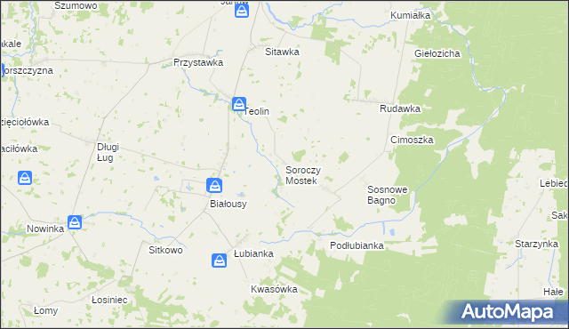 mapa Soroczy Mostek, Soroczy Mostek na mapie Targeo