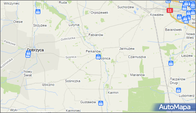 mapa Sośnica gmina Dobrzyca, Sośnica gmina Dobrzyca na mapie Targeo