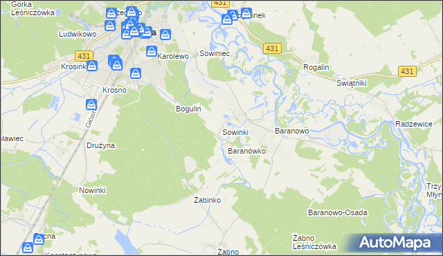 mapa Sowinki, Sowinki na mapie Targeo