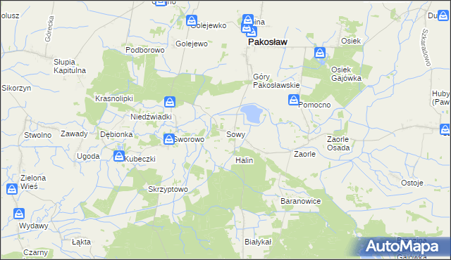 mapa Sowy gmina Pakosław, Sowy gmina Pakosław na mapie Targeo