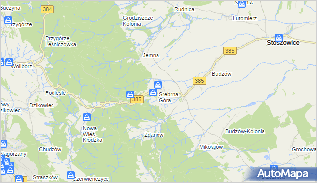 mapa Srebrna Góra gmina Stoszowice, Srebrna Góra gmina Stoszowice na mapie Targeo