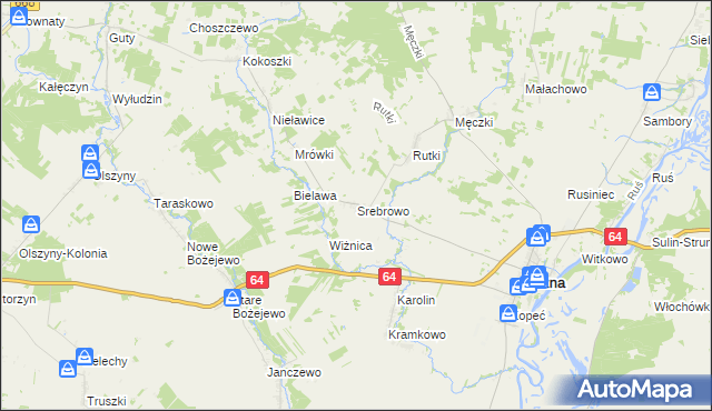 mapa Srebrowo, Srebrowo na mapie Targeo