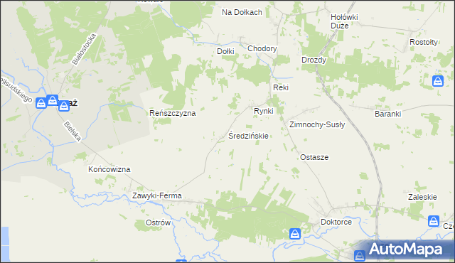 mapa Średzińskie, Średzińskie na mapie Targeo