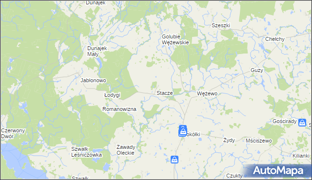 mapa Stacze gmina Kowale Oleckie, Stacze gmina Kowale Oleckie na mapie Targeo