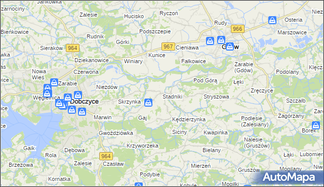 mapa Stadniki gmina Dobczyce, Stadniki gmina Dobczyce na mapie Targeo