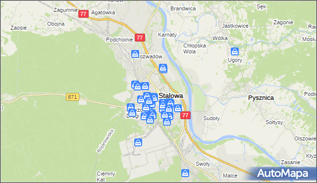 mapa Stalowa Wola, Stalowa Wola na mapie Targeo