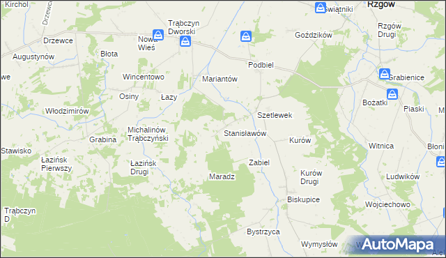 mapa Stanisławów gmina Zagórów, Stanisławów gmina Zagórów na mapie Targeo