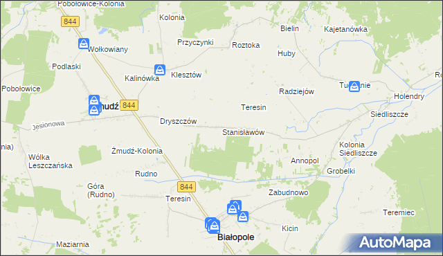 mapa Stanisławów gmina Żmudź, Stanisławów gmina Żmudź na mapie Targeo