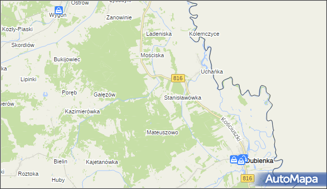 mapa Stanisławówka gmina Dubienka, Stanisławówka gmina Dubienka na mapie Targeo