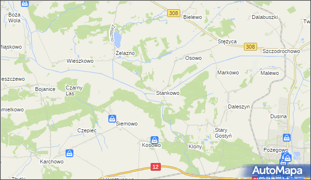 mapa Stankowo gmina Gostyń, Stankowo gmina Gostyń na mapie Targeo