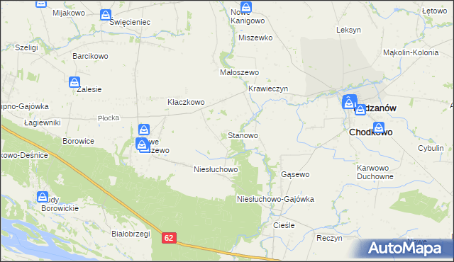 mapa Stanowo gmina Bodzanów, Stanowo gmina Bodzanów na mapie Targeo