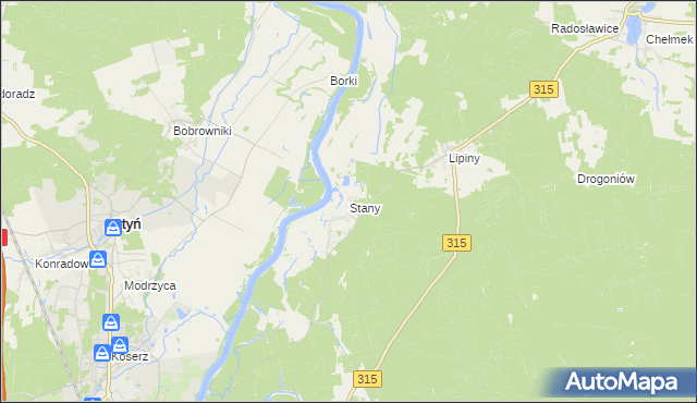 mapa Stany gmina Nowa Sól, Stany gmina Nowa Sól na mapie Targeo