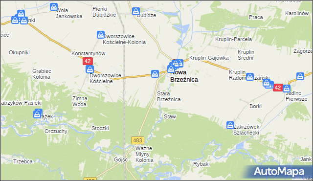 mapa Stara Brzeźnica, Stara Brzeźnica na mapie Targeo