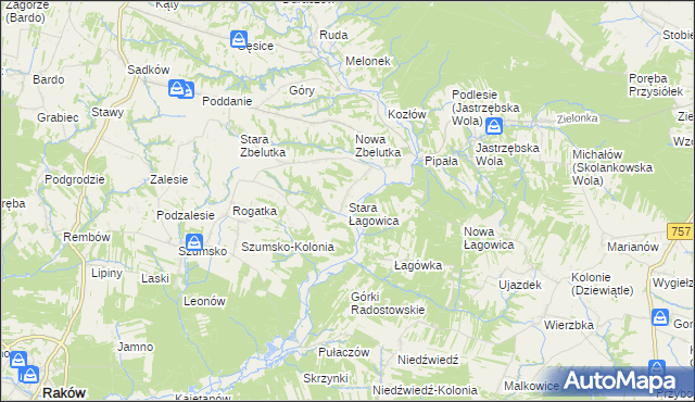 mapa Stara Łagowica, Stara Łagowica na mapie Targeo