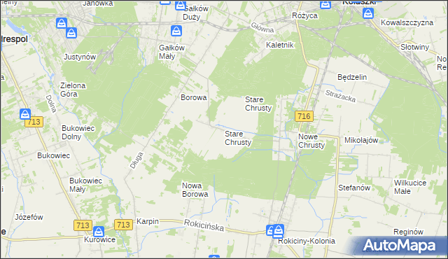 mapa Stare Chrusty gmina Rokiciny, Stare Chrusty gmina Rokiciny na mapie Targeo