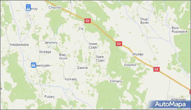 mapa Stare Czajki, Stare Czajki na mapie Targeo