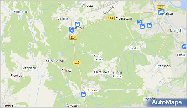 mapa Stare Leśno, Stare Leśno na mapie Targeo