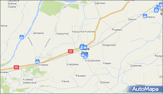 mapa Stare Pole powiat malborski, Stare Pole powiat malborski na mapie Targeo